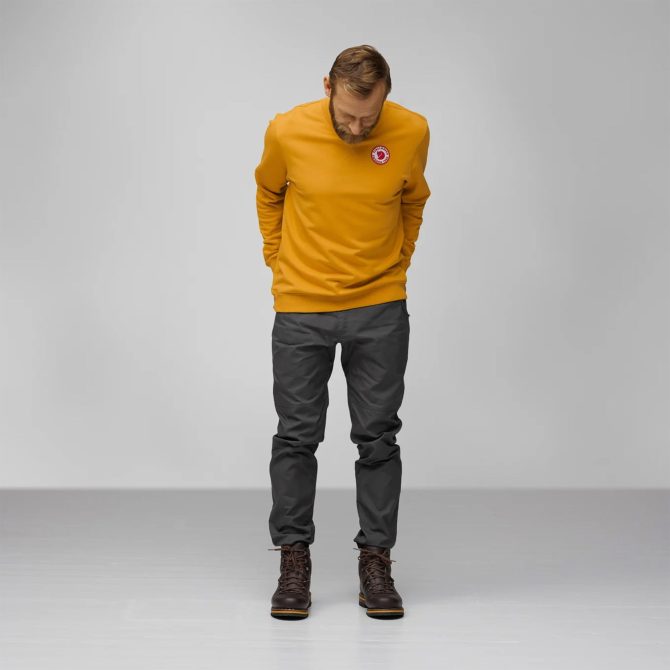 Fjallraven 1960 Logo Badge Sweater Mustard Yellow - Image 3