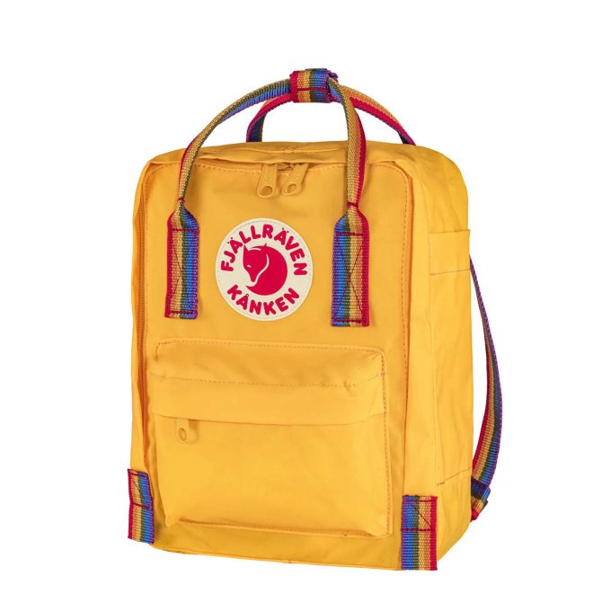 Fjallraven Kanken Rainbow Mini Backpack Warm Yellow / Rainbow Pattern - Image 3