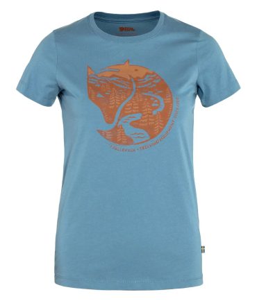 Fjallraven Womens Arctic Fox Print T-Shirt Dawn Blue / Terracotta