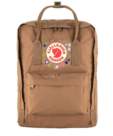 Fjallraven Kanken Classic Embroidered Backpack Khaki Floral