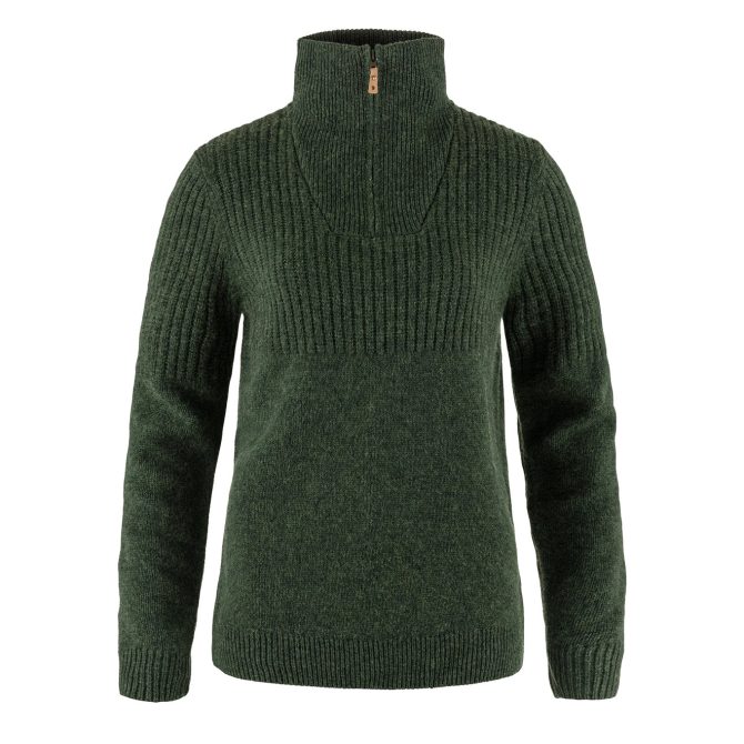 Fjallraven Womens Ovik Half Zip Knit Deep Forest