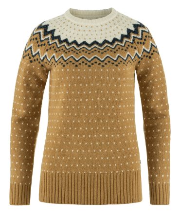 Fjallraven Womens Ovik Knit Sweater Buckwheat Brown / Chalk White