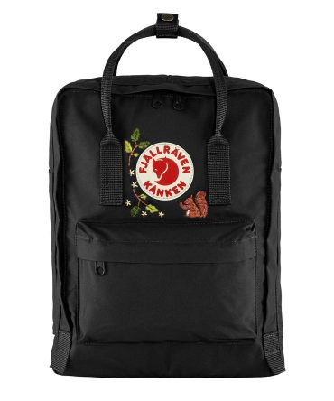 Fjallraven Kanken Classic Embroidered Backpack Black / Squirrel