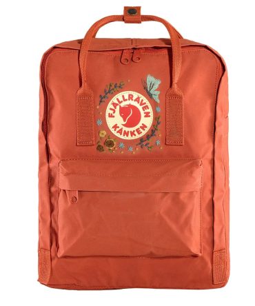 Fjallraven Kanken Classic Embroidered Backpack Rowan Red Butterfly
